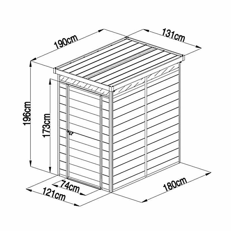 4' x 6' Lotus Curo Grey Plastic Shed (1.31m x 1.9m) Technical Drawing