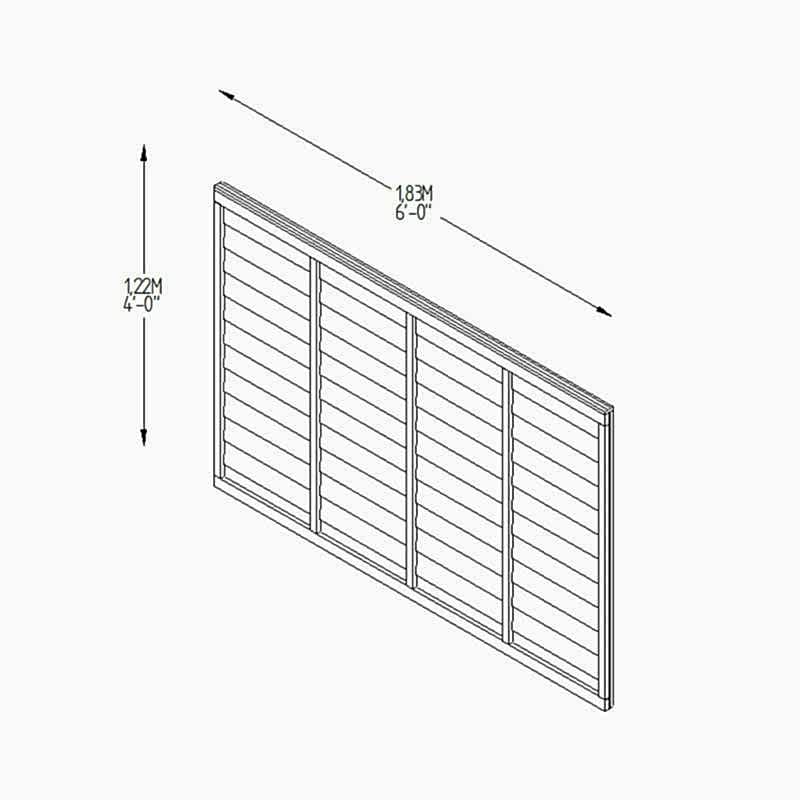 Forest 6' x 4' Brown Pressure Treated Super Lap Fence Panel (1.83m x 1.22m) Technical Drawing