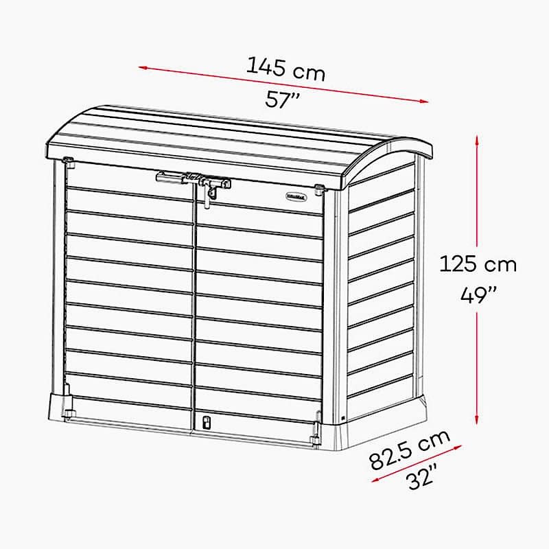 4'9 x 2'8 Saffron StoreAway 1200L Plastic Garden Storage Shed (1.45m x 0.83m) Technical Drawing
