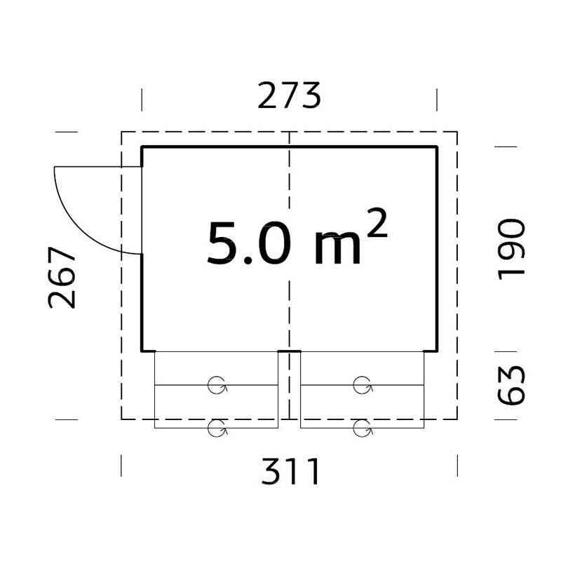 9' x 6' Palmako Stella (16mm) Premium Large Wooden Garden Bar (2.7m x 1.9m) Technical Drawing