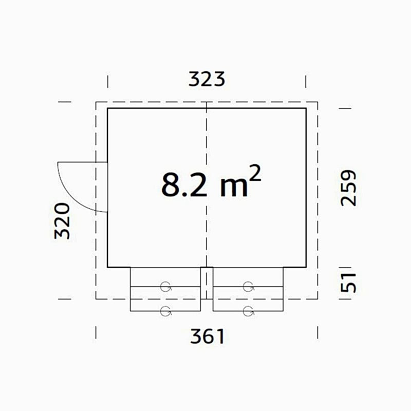 10'5 x 8'5 Palmako Stella (16mm) Premium Extra Large Wooden Garden Bar (3.2m x 2.6m) Technical Drawing