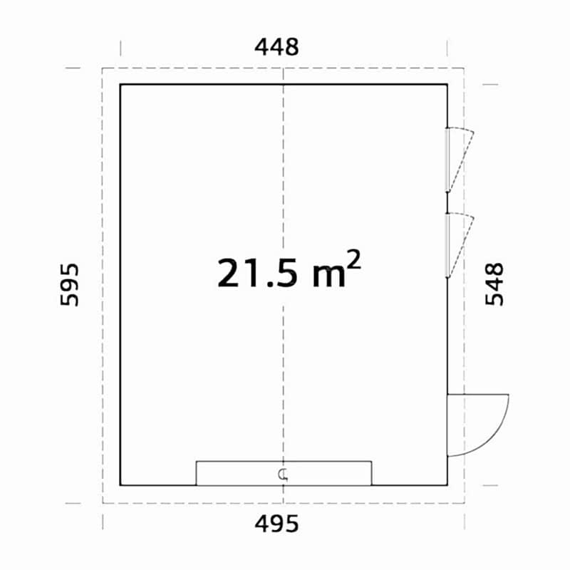 Palmako Andre 4.5m x 5.5m Wooden Garage - Up and Over Door Technical Drawing