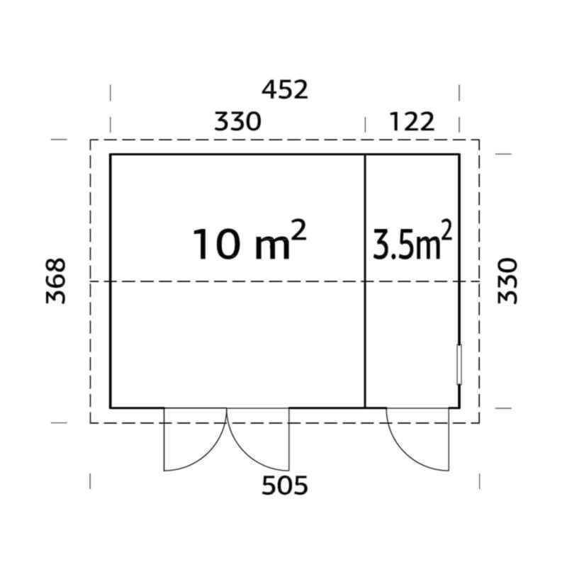 15' x 11' Palmako Olaf Premium (88mm) Multi-room Shed (4.5m x 3.3m) Technical Drawing