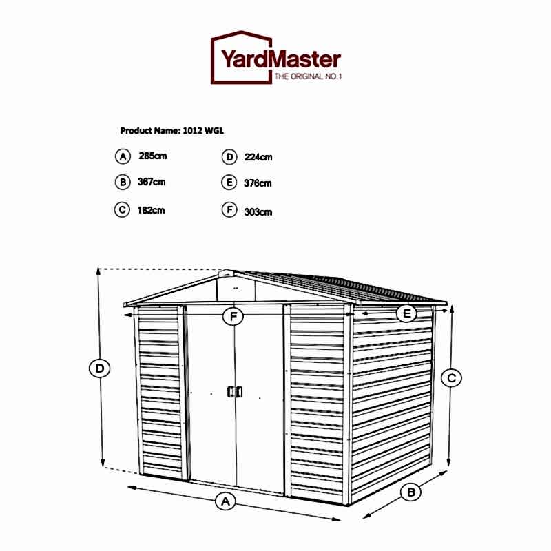10' x 12'4 Yardmaster Balmoral Metal Shed (3.03m x 3.78m) Technical Drawing