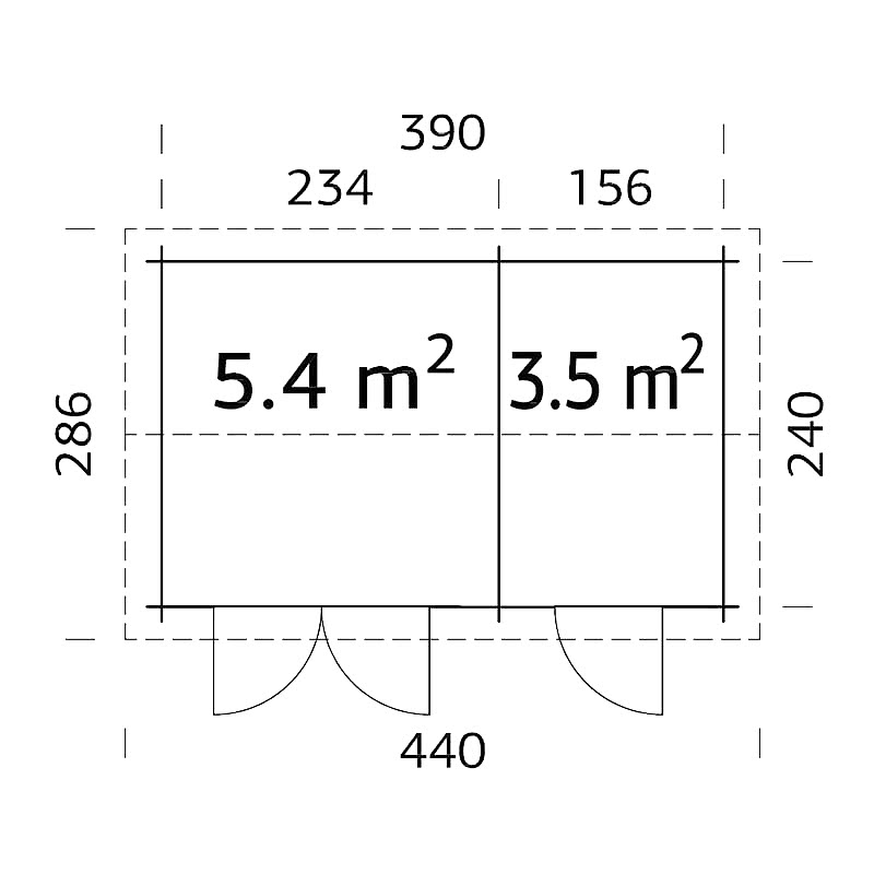 13'5 x 8'5 Palmako Jari (28mm) Premium Nordic Shed (4.1m x 2.6m) Technical Drawing