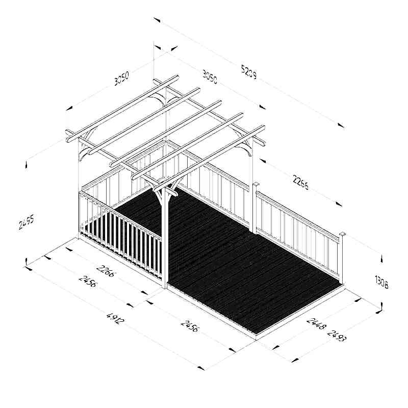 8' x 16' Forest Pergola Deck Kit No. 10 (2.4m x 4.8m) Technical Drawing