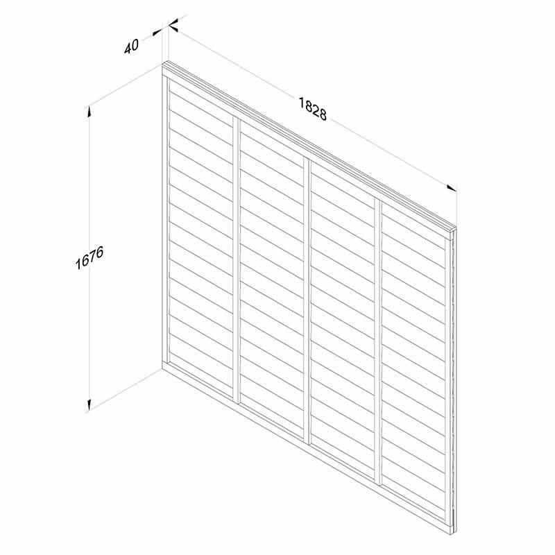Forest 6' x 5'6 Brown Pressure Treated Super Lap Fence Panel (1.83m x 1.68m) Technical Drawing