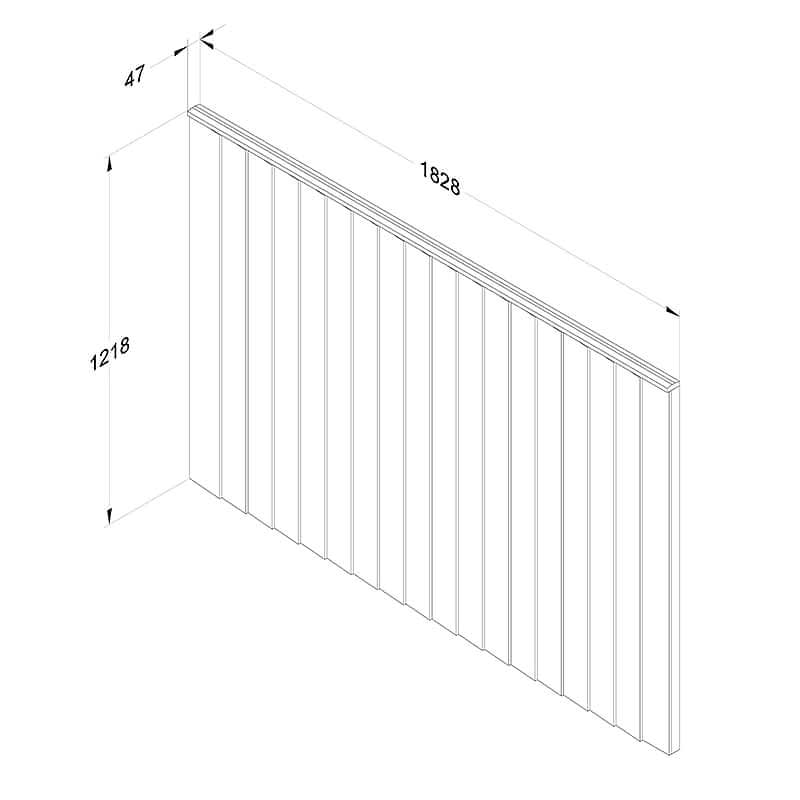 Forest 6' x 4' Pressure Treated Vertical Closeboard Fence Panel (1.83m x 1.22m) Technical Drawing