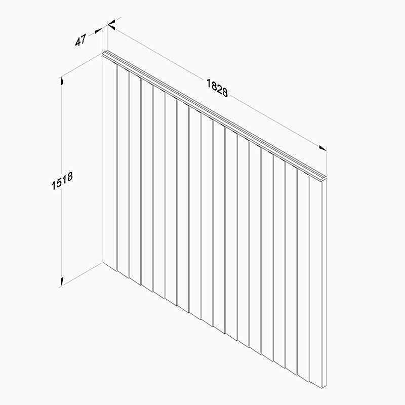 Forest 6' x 5' Vertical Closeboard Fence Panel (1.83m x 1.52m) Technical Drawing