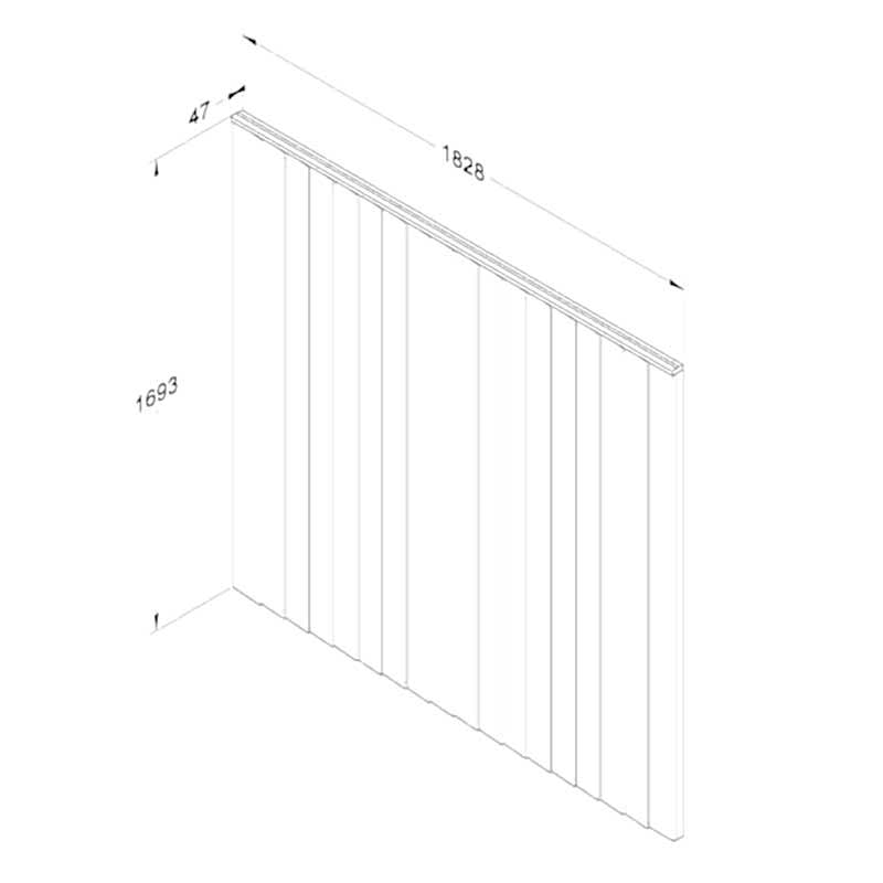 Forest 6' x 5'6 Vertical Closeboard Fence Panel (1.83m x 1.69m) Technical Drawing