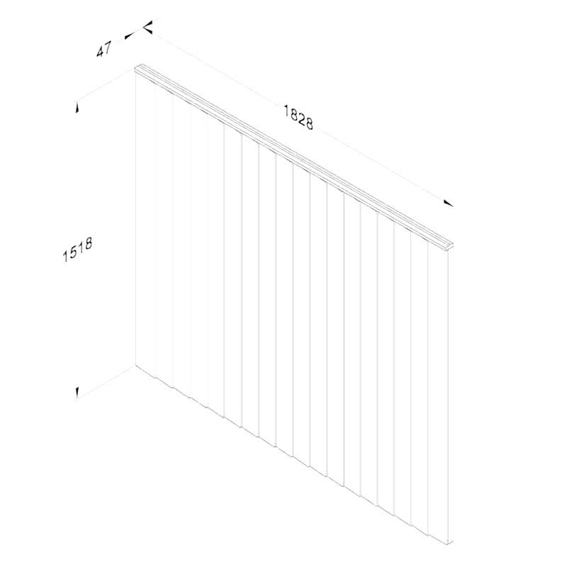 Forest 6' x 5' Brown Pressure Treated Vertical Closeboard Fence Panel (1.83m x 1.52m) Technical Drawing