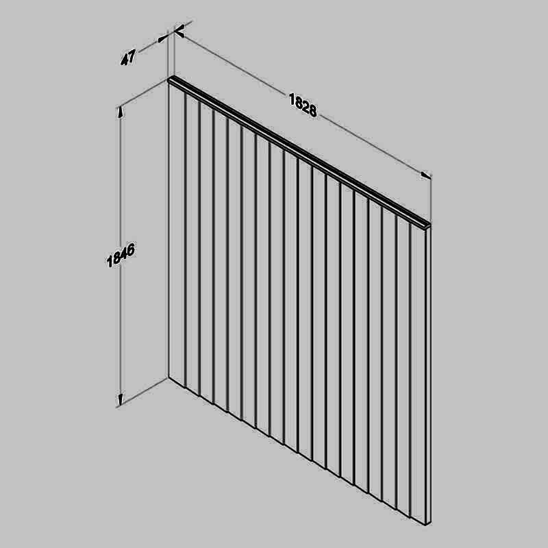 Forest 6' x 6' Brown Pressure Treated Vertical Closeboard Fence Panel (1.83m x 1.85m) Technical Drawing