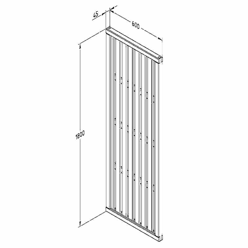 Forest 6' x 2' Pressure Treated Vertical Slatted Garden Screen Panel (1.8m x 0.6m) Technical Drawing