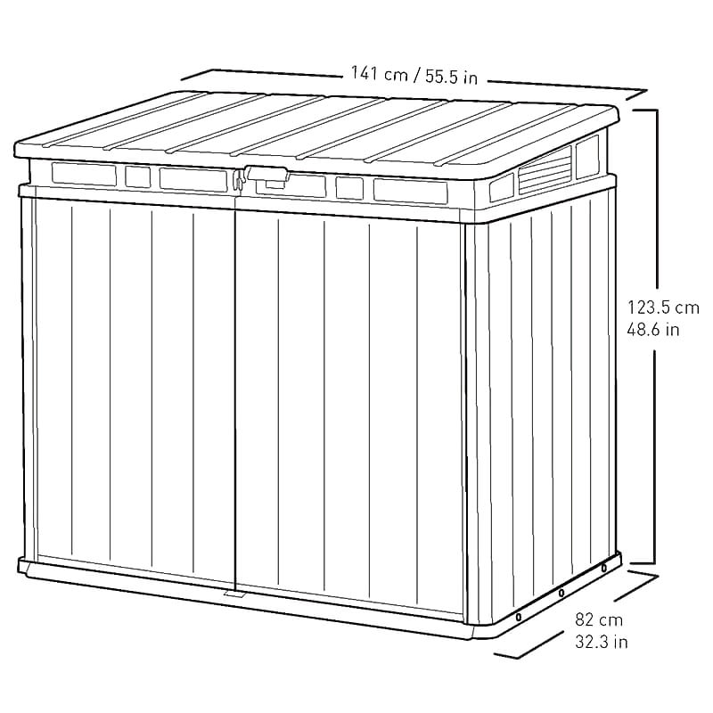 4'8 x 2'8 Keter Elite Duotech Garden Storage Box (1.41m x 0.82) Technical Drawing