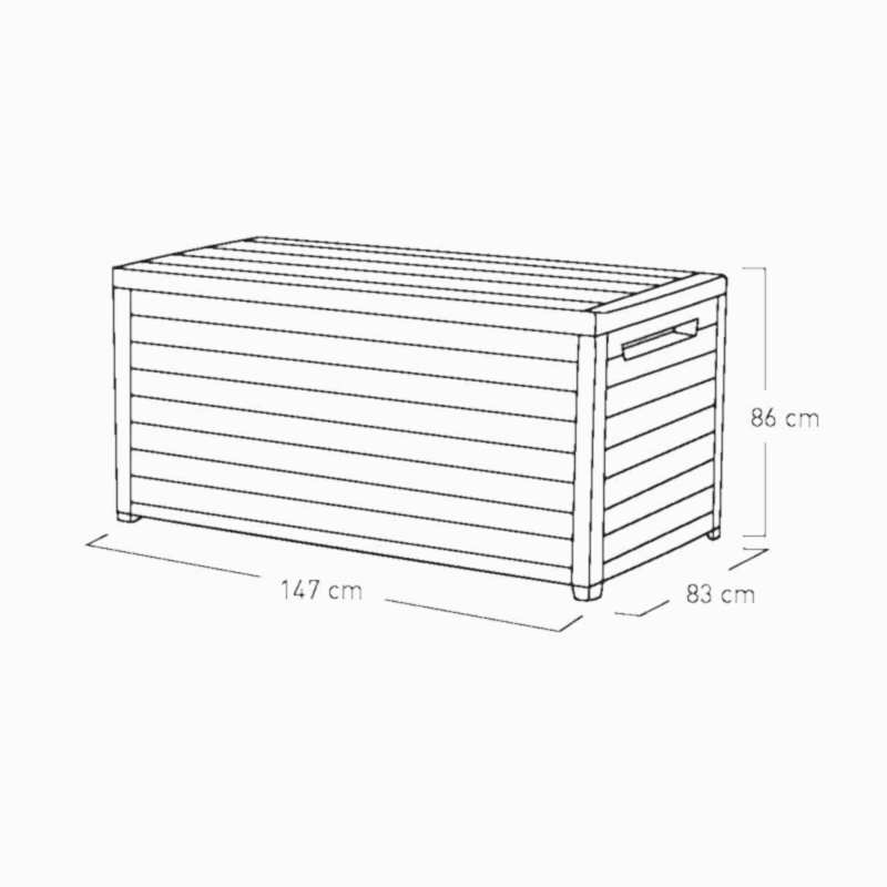 5' x 3' Keter XXL Plastic Garden Storage Box - Brown (1.47m x 0.83m) Technical Drawing