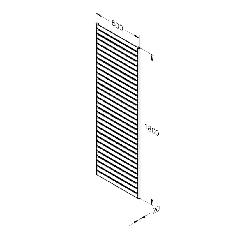 Forest 6' x 2' Pressure Treated Slatted Trellis Panel (1.8m x 0.6m) Technical Drawing
