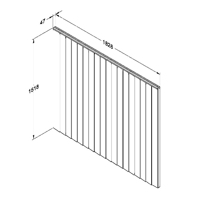 Forest 6' x 5' Pressure Treated Vertical Closeboard Fence Panel (1.83m x 1.52m) Technical Drawing