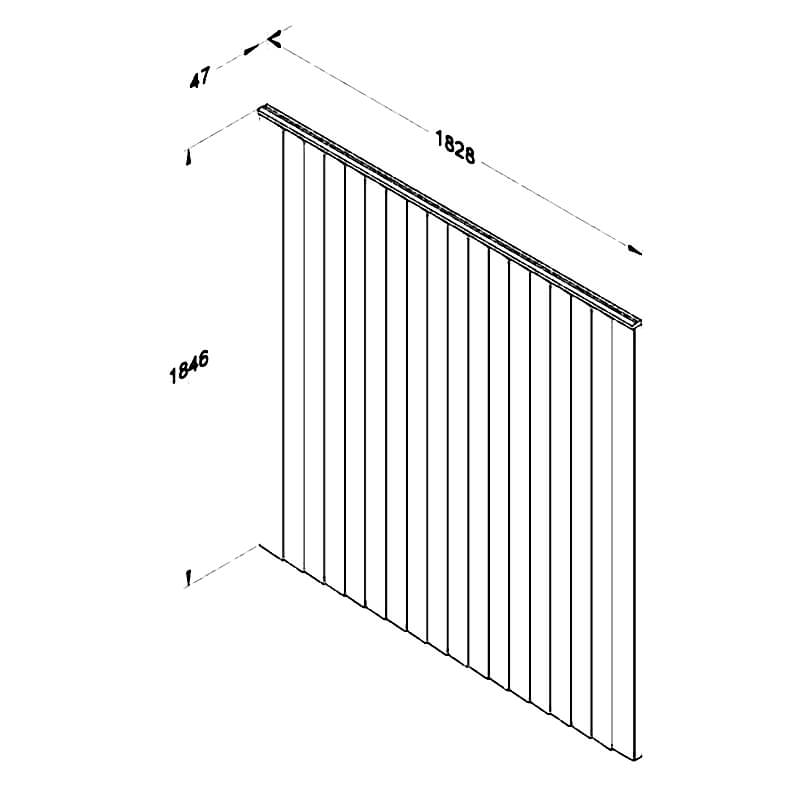 Forest 6' x 6' Pressure Treated Vertical Closeboard Fence Panel (1.83m x 1.85m) Technical Drawing