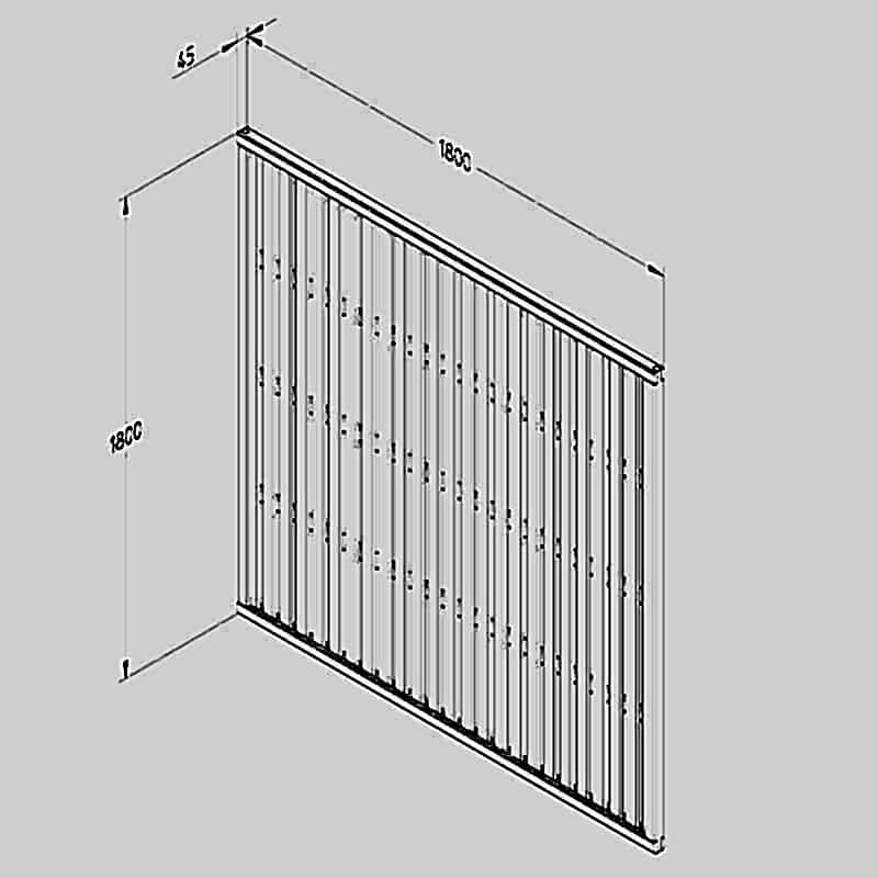 Forest 6' x 6' Pressure Treated Vertical Slatted Garden Screen Panel (1.8m x 1.8m) Technical Drawing