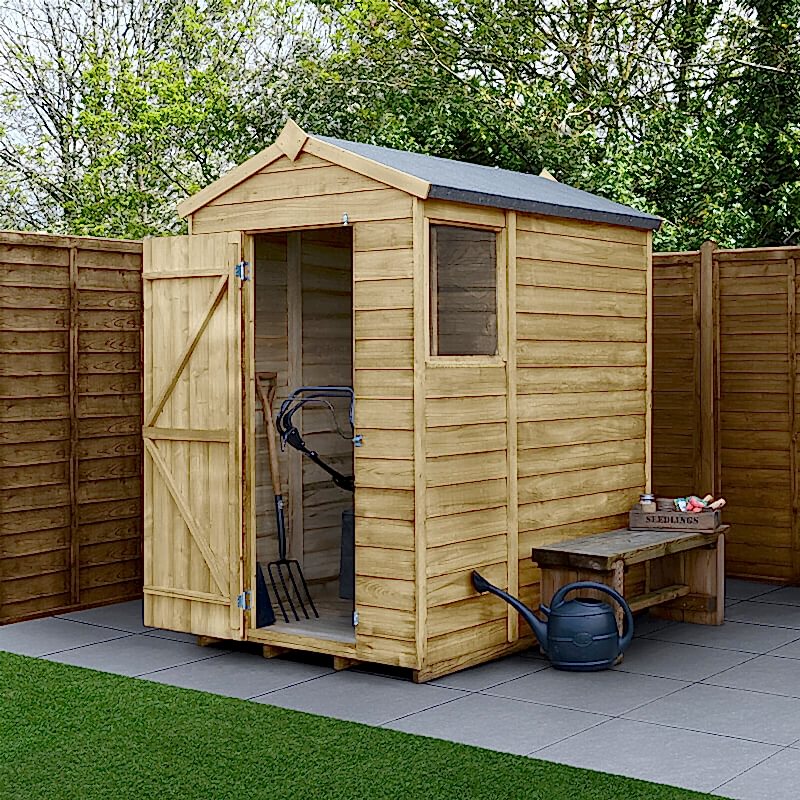 6' x 4' Forest 4Life 25yr Guarantee Overlap Pressure Treated Apex Wooden Shed (1.88m x 1.34m)