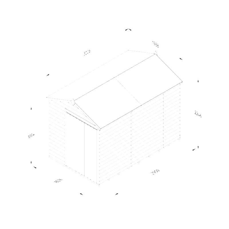 10' x 6' Forest 4Life 25yr Guarantee Overlap Pressure Treated Windowless Double Door Apex Wooden Shed (3.01m x 1.99m) Technical Drawing