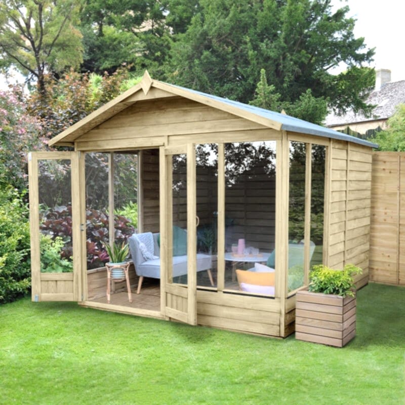 10' x 8' Forest 4Life 25yr Guarantee Double Door Apex Summer House (3.01m x 2.61m)