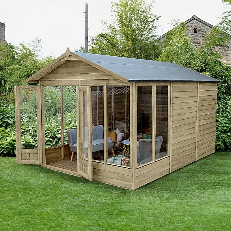 12' x 8' Forest 4Life 25yr Guarantee Double Door Apex Summer House (3.6m x 2.61m)