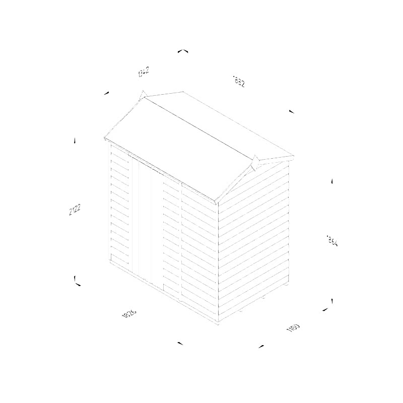6' x 4' Forest 4Life 25yr Guarantee Overlap Pressure Treated Windowless Reverse Apex Wooden Shed (1.88m x 1.34m) Technical Drawing