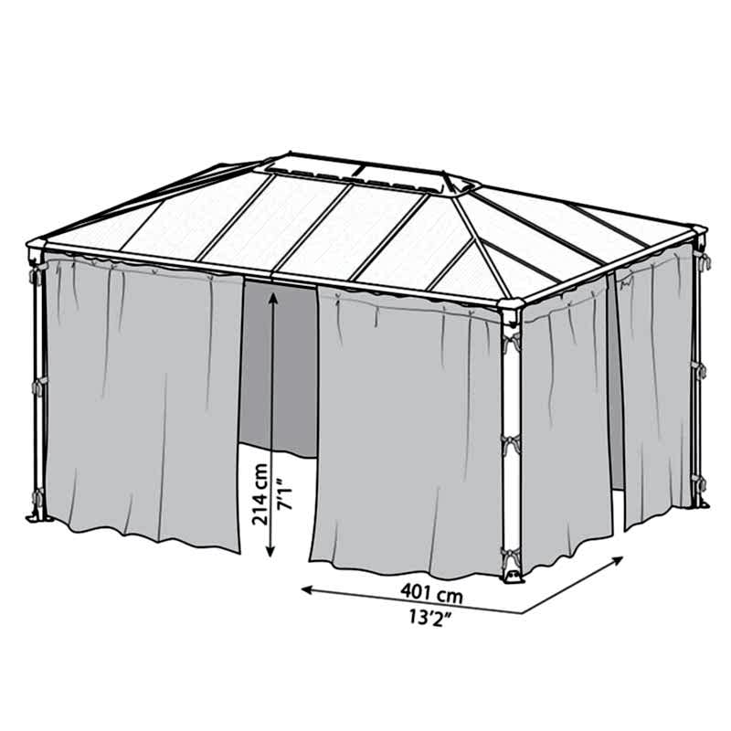 Palram Canopia Martinique 4300 Gazebo Curtains Technical Drawing