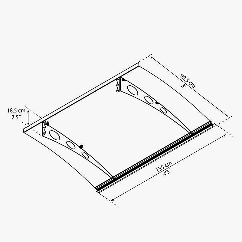 Palram Canopia Garamond 1350 Door Canopy Technical Drawing