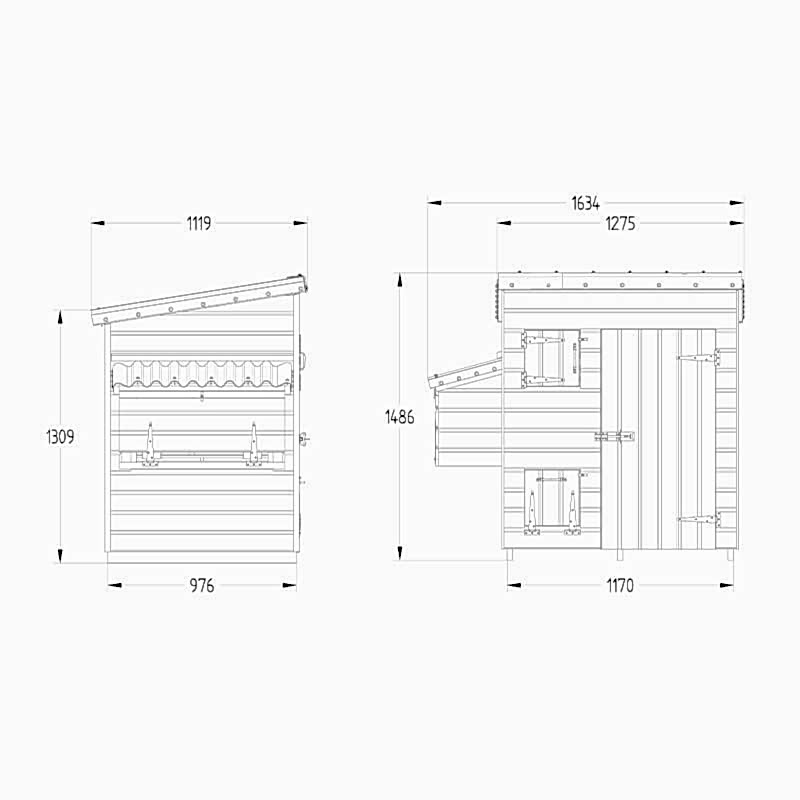 5'4 x 3'8 Forest Hedgerow Wooden Large Hen House (1.63m x 1.12m) Technical Drawing