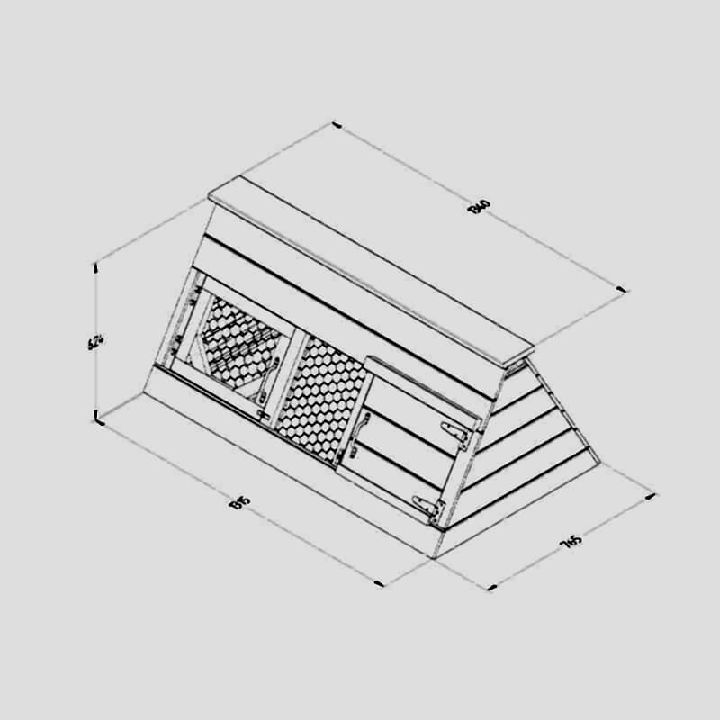 4'5 x 2'6 Forest Hedgerow Wooden Starter Small Chicken Coop (1.34m x 0.77m) Technical Drawing