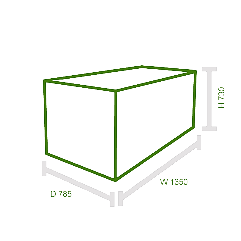 4x2 Trimetals Green Protect.a.Box - Premium Metal Garden Storage Technical Drawing