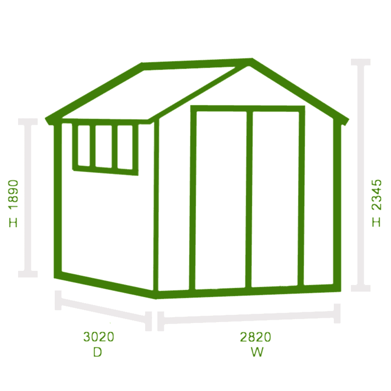 Shire Barnsdale 2.7m x 2.7m Wooden Log Cabin Summerhouse (19mm) Technical Drawing