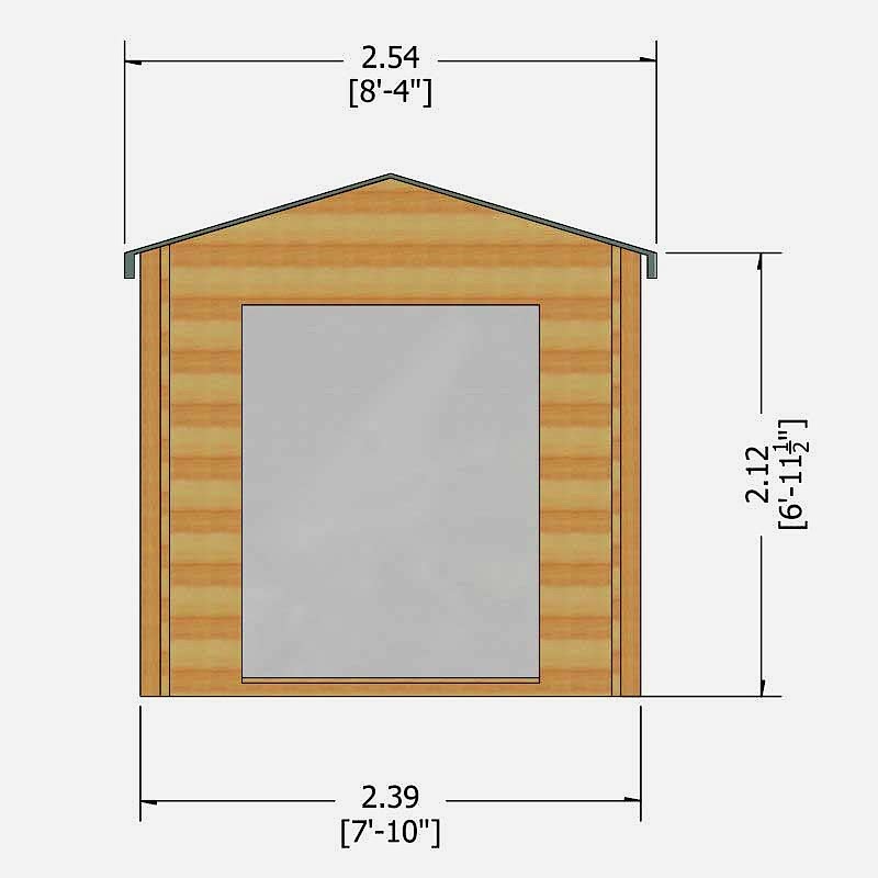 Shire Barnsdale 2.4m x 2.4m Wooden Log Cabin Summerhouse (19mm) Technical Drawing