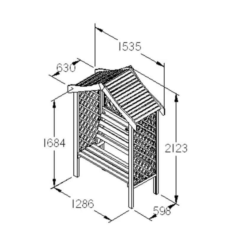 Forest Parisienne Garden Arbour Seat 5'x2' Technical Drawing