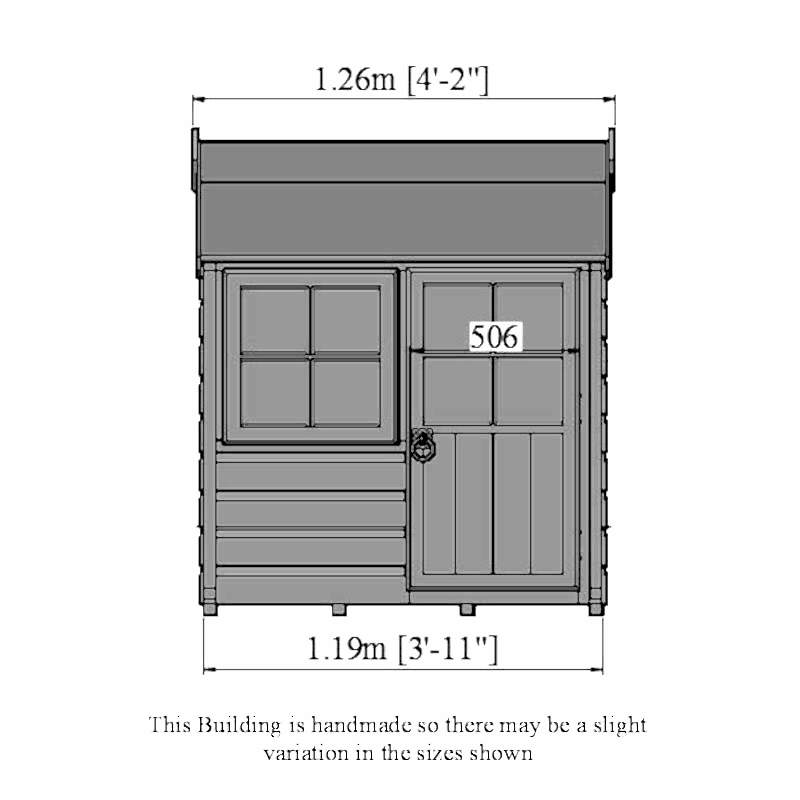 4 x 4 Shire Bunny Childrens/ Kids Wooden Garden Playhouse Technical Drawing