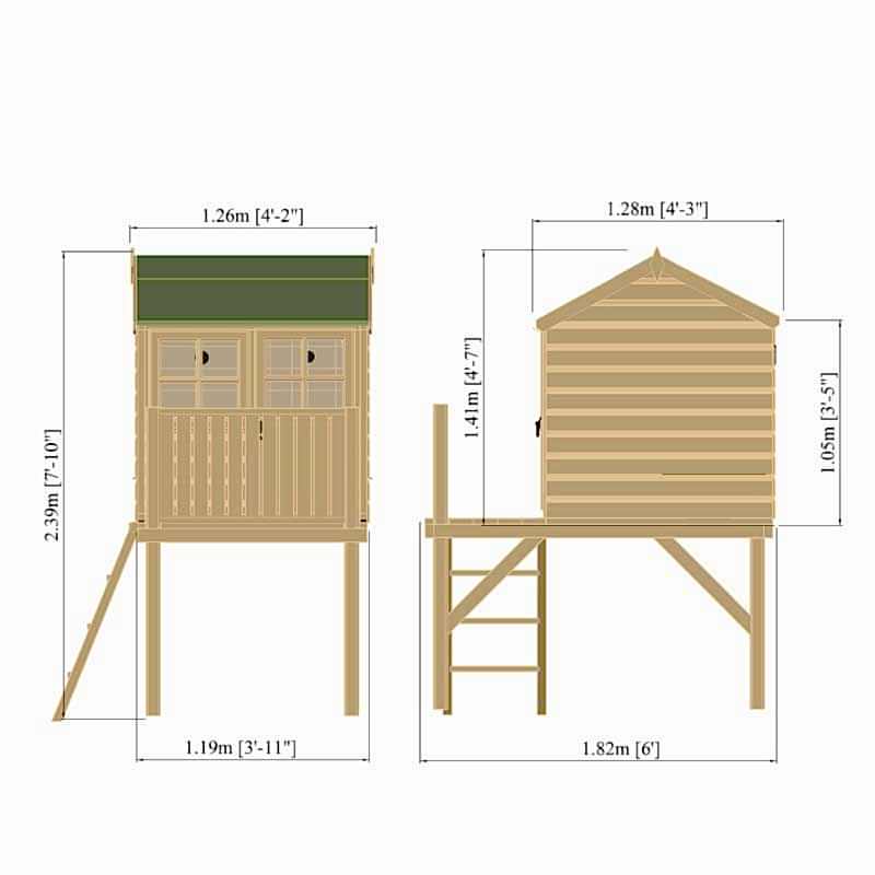 4 x 6 Shire Bunny Childrens/ Kids Garden Platform Playhouse Technical Drawing