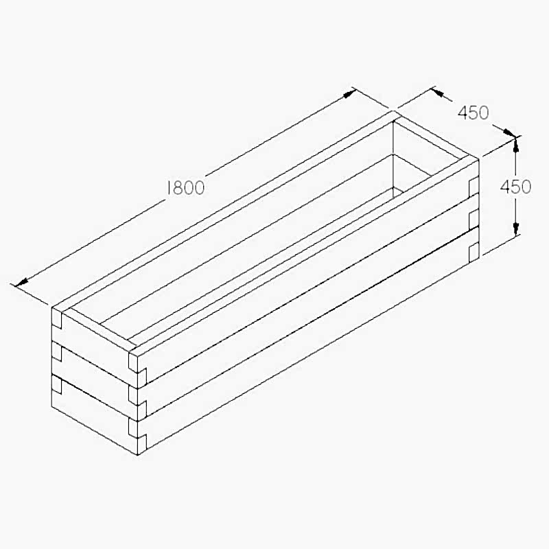 Forest Caledonian Trough Raised Bed 5'11x1'6 (1.8x0.45m) Technical Drawing