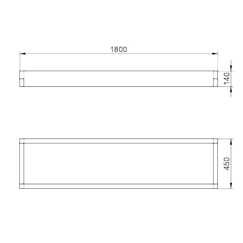Forest Caledonian Long Raised Bed 1'6 x 6' (0.45m x 1.8m) Technical Drawing