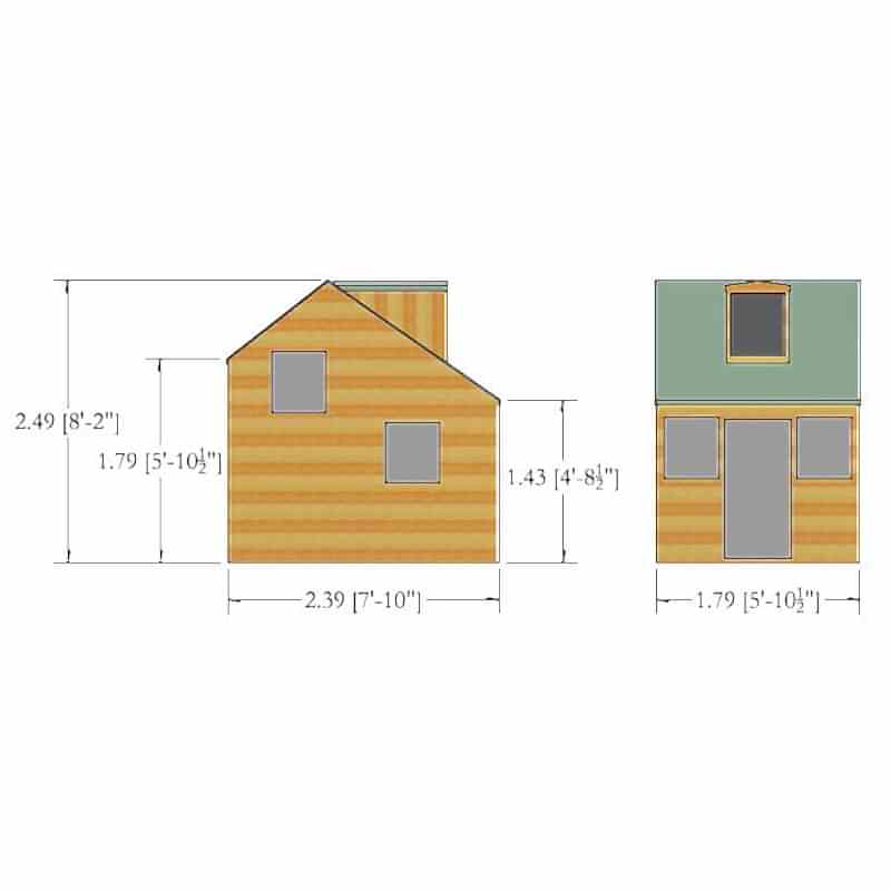 6' x 8' Shire Cottage Kids Wooden Playhouse (1.79m x 2.39m) Technical Drawing