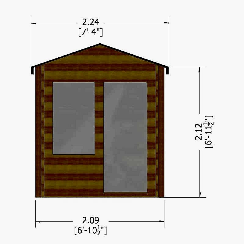 Shire Crinan 2.1m x 2.3m Log Cabin Summerhouse (19mm) Technical Drawing