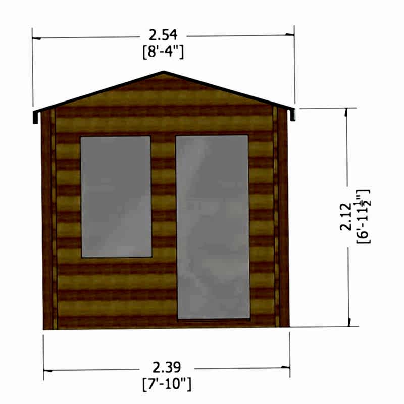 Shire Crinan 2.4m x 2.4m Log Cabin Summerhouse (19mm) Technical Drawing