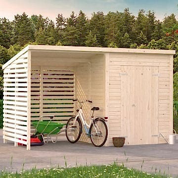 13' x 6' Palmako Leif Heavy Duty Wooden Shed with Bike Shelter (3.8m x 1.9m)