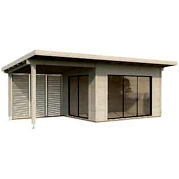 Palmako Grace 7.2m x 3.9m Pent Log Cabin with Gazebo Sliding Doors Plus (56mm)