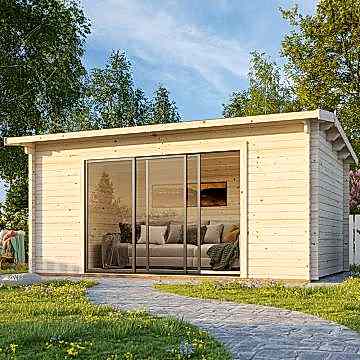 Palmako Ines 5.2m x 3.8m Log Cabin Garden Office Sliding Doors (44mm)