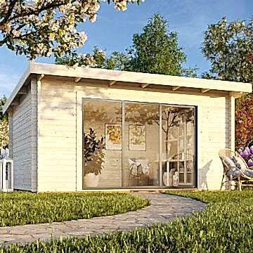 Palmako Lea 4.9m x 4m Log Cabin Garden Office Sliding Doors (44mm)