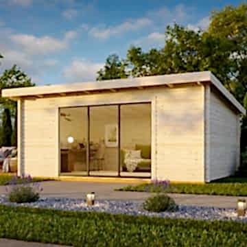 Palmako Lea 5.8m x 4.5m Log Cabin Garden Office Sliding Doors (44mm)