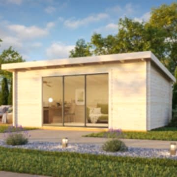 Palmako Lea 5.8m x 4.5m Log Cabin Garden Office Sliding Doors Plus (44mm)