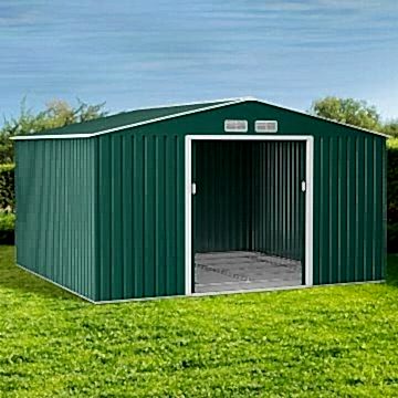 11' x 15' Lotus Orion Apex Metal Shed with Foundation Kit (3.30m x 4.46m) 11' x 15' Lotus Orion Apex Metal Shed with Foundation Kit (3.30m x 4.46m)